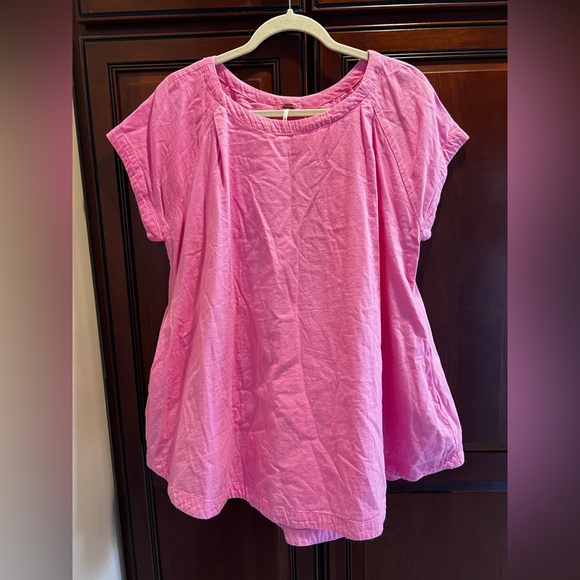 Free People Pink Short Sleeve Scoop Neck Tunic Top w/Pockets - S - Picture 9 of 9